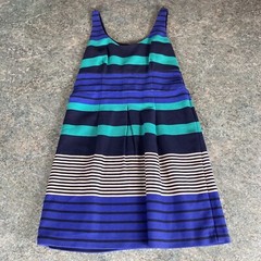 Loft Women&rsquo;s Blue Striped A-Line Tank Dress Lined Fitted Size 4