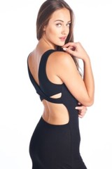 Women&rsquo;s Tank Bodycon Sleeveless Cross Back Stretch Sexy Dress Black Size S,M,L