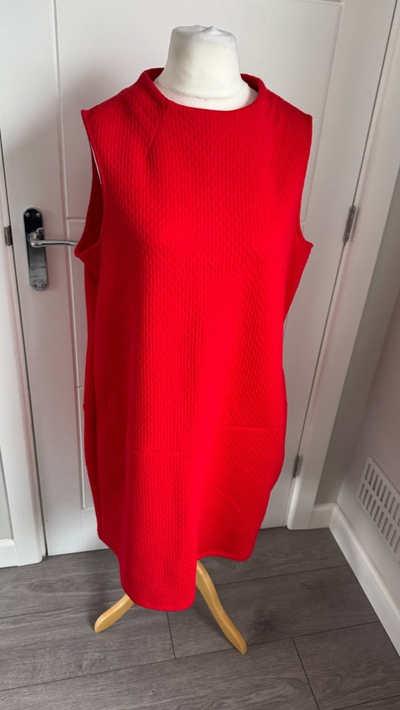 M&S Collection Red Textured Sleeveless Pocket Tunic Shift Dress XL UK 20 B18