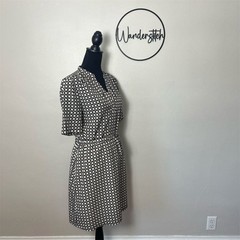 Johnston & Murphy Geometric Print Dress Size S Brown Casual, Elastic Waist