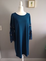 Dress Women Alfani size 16 color Emeralds green Cap Sleeves A Line Pull On New