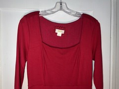 Maeve Anthropologie Jocelyn Red Square Neck 3/4 Sleeve Midi Dress Size M. d22