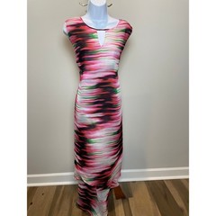 Moda Mix Brandon Thomas Size 20W Multi‑Color Chiffon Maxi Dress NWT High‑Low Hem