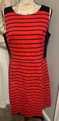 New Tommy Hilfiger 97% Cotton Women&rsquo;s Dress Red Blue Striped Size 14 , Indonesia