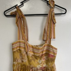 Zimmermann Pattie Dress Size 1 / 10 AU / 6 US Tie Shoulder Mustard Floral Cotton