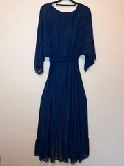Made in Italy Navy Blue Wrap Viscose Maxi Dress – One Size