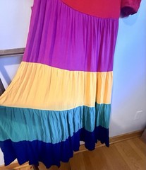 City Chic Willow Multicolor Colorblock V-Neck Smocked Maxi Dress M/18