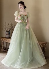 Mint Green Square Neck Princess Women Dress US Size 2+US SELLER