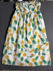 J.Crew Pineapple Squareneck Ruffle Maxi Dress Sz 14 White Yellow Green NWT