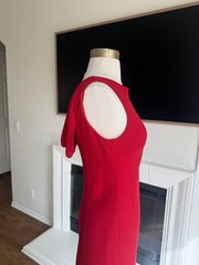 Dress Barn Red Cowl Open Back Drape Dress Old Money Coastal Sz 4