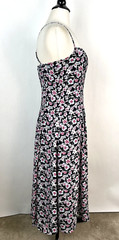 NWT Banana Republic Floral Pintuck Midi Slip Dress Size 0 Pink Navy V-neck Lined