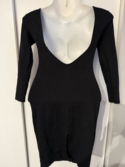 Lulus XS Va Va Voom Black Backless Long Sleeve Midi Dress Party Body Com Large