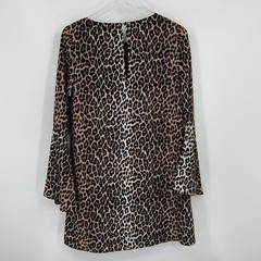 Likely Perry Leo leopard print mini dress brown black bell sleeve women 6