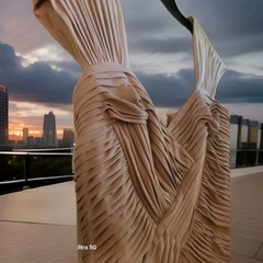 TADASHI COLLECTION ruched Beige GOWN XL