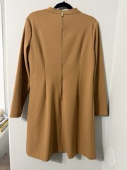 Calvin Klein Brown Solid Shift Knee-Length High Neck Bow Back Zip Dress 12