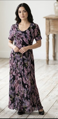 Vintage Floral Lace Maxi Dress Medium 90s Purple Romantic Whimsigoth Cottagecore