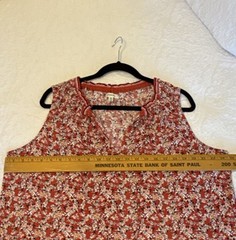 Max Studio 1X Plus Red Floral Knit Tiered V-Neck Sleeveless Knee Dress