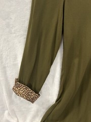 Jessica Howard Women’s Size 16 Olive Green Leopard Print Dress Button Cuff New