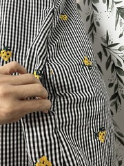 Mile Gabrielle Button Down Sunflower/Sundress Sz S Embroidery Summer Pockets