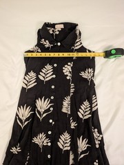 Bombay & Paisley Black Sleeveless Dress S XS Cotton Linen Boho Chic Leaf Print