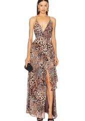 Michael Costello × REVOLVE Natalia Gown in Brown Animal Medley Size S