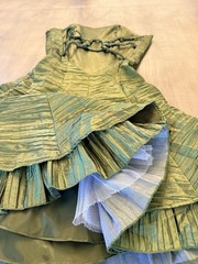 Cache Size 4 Green Solid Halter Sleeveless Mini Dress Ruffle Hem Lined
