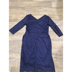 MIUSOL Womens 2XL Navy Blue Lace Dress 3/4 Sleeve Midi NWT