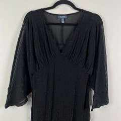 ModCloth Dress M Promised You Heaven Mesh Midi Shimmer Mesh Batwing Sleeves