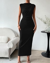 Women Ruched Bodycon Maxi Dresses Summer Casual Sleeveless Lightweight Slit E…