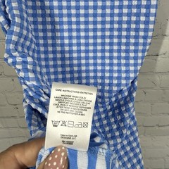 Tanya Taylor Textured Gingham Dress Womens Medium Blue White Check Knit Midi