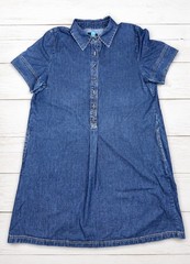 Nautica Denim Shirt Dress Women’s Large Blue Chambray Short Sleeve