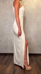 Missguided White Solid Metallic Accent One-Shoulder High Neck Maxi Dress 12