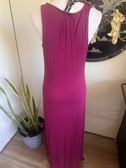 Agnes & Dora S Wine Solid Knit Maxi Dress Sleeveless V-Neck Pullover Long