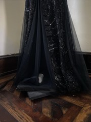 Macy’s Black Mermaid Strapless Sequined Gown Juniors Sz 13/14 Evening Prom