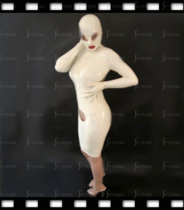Latex Hoodie Dress 1 Piece Slim Front Hole Clubwear Sexy Customized 0.4mm D20
