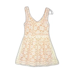 Jodi Kristopher Lace Mini Dress Beige Crochet Overlay Boho Mesh Skater Festival