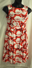 women&rsquo;s Ouges Christmas Santa dress size medium red white sleeveless Santa faces