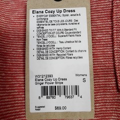 NWT prAna Women S Elana T-Shirt Dress Coral Pink Striped Hemp Tencel Cap Sleeves
