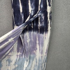 Young Fabulous & Broke Maxi Dress Medium Linen Blend Tie Dye Blue Boho Artistic