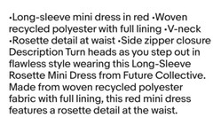 NWT~ Future Collective sz 8 Red LS Rosette Mini Dress Silky Satin Cocktail FC