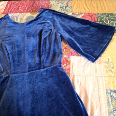 ​Amanda Uprichard Royal Blue Velvet Flutter Bell Sleeve Mini Bodycon Dress S