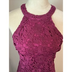 Lulus Womens Love Poem Magenta Lace Mini Dress Halter Neckline Large