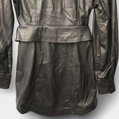 Jonathan Simkhai Eve Vegan Leather Mini Shirt Dress Soft 8 Black Button Up NWT