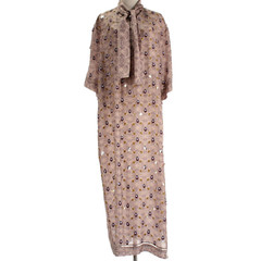 Dries Van Noten NWD Dalmo Neck Tie Sequin Maxi Dress Size Medium in Blush Silk