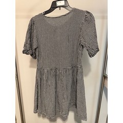 Black & White Gingham Babydoll Mini Dress – Size Small