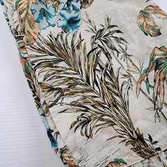 Banana Republic Dress Womens Medium Beige 100% Linen Tropical Floral Shirt Swing