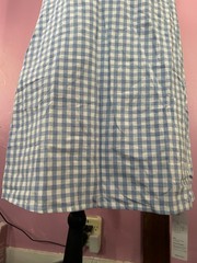 Blue/White Gingham Round Neck Button Sleeveless Knee Length Dress, L