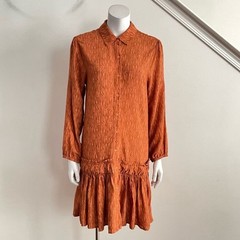 Cotton Poplin Taylor Tillman Harper Long Sleeve Shirt Dress Brown S