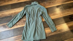 Zara Green Collared Long Sleeve Solid Wrap Shirt Dress Short S Pocket Zipper