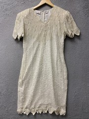 Lawrence Kazar New York Dress Size M Beige Cocktail Pure Silk /0116